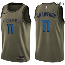 Youth Nike Minnesota Timberwolves 11 Jamal Crawford Swingman Green Salute to Service NBA Jersey 