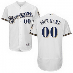Men Women Youth All Size Milwaukee Brewers Majestic Flex Base Authentic Collection Custom Jersey Road White