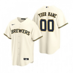 Men Women Youth Toddler All Size Milwaukee Brewers Custom Nike Cream Stitched MLB Cool Base Home Jersey