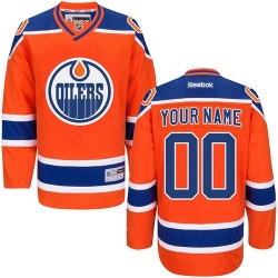 Men Women Youth Toddler Youth Orange Jersey - Customized Reebok Edmonton Oilers Third