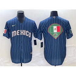 Men Mexico Baseball Navy Team Big Logo World Baseball Classic Stitched Jersey 003