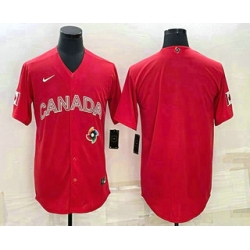 Men Canada Baseball Blank 2023 Red World With Patch Classic Stitched Jersey