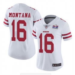 Women NFL San Francisco 49ers 16 Joe Montana White Vapor Untouchable Limited Stitched 2024 Super Bowl LVIII Jersey