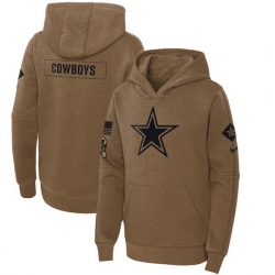 Youth Dallas Cowboys 2023 Brown Salute To Service Pullover Hoodie